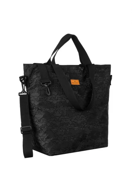 Черна дамска чанта тип shopper -  с регулируеми дръжки и сваляща се презрамка - големи размери