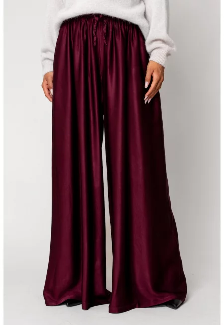 Дълги панталони от копринена смес Бордо 18067 - Бордо
