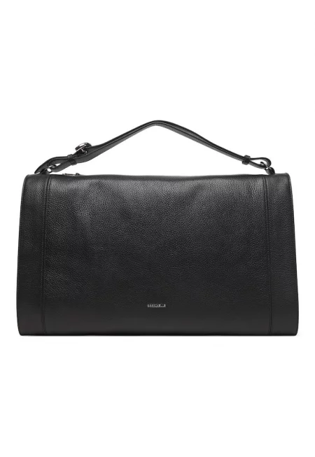 Дамска чанта -  черна - от естествена кожа