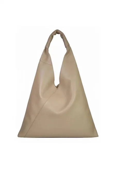 Дамска чанта от естествена кожа  Gioia - Сиво-кафяв - 58 x 45 x 12 cm