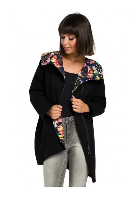 Дамска качулка - памук/еластан - черна