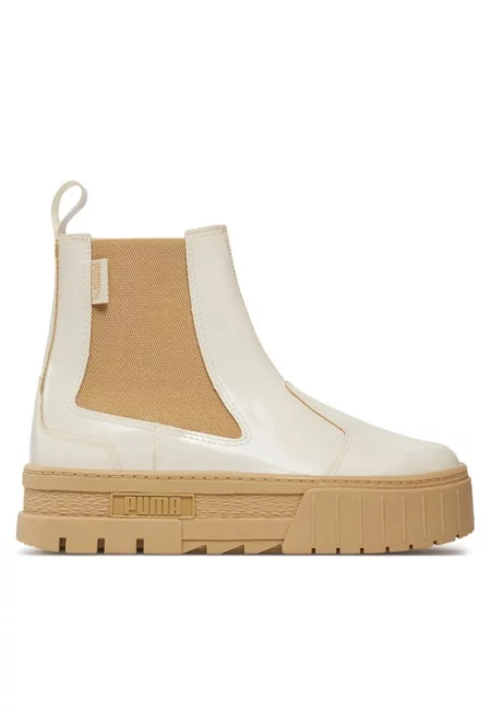 Дамски боти  302583959 - Еко кожа - Бели