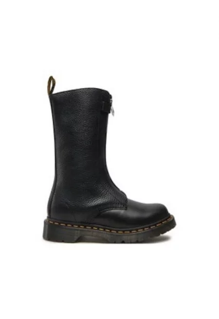 Дамски ботуши  1B99 с цип отпред - кожени - черни - 36 EU