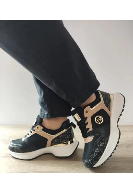 Дамски ежедневни обувки  Wsc250524-1 - черни със сиво - черни - Черен