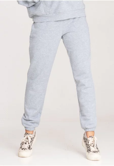 Дамски панталон  сив - памук - еластична талия -