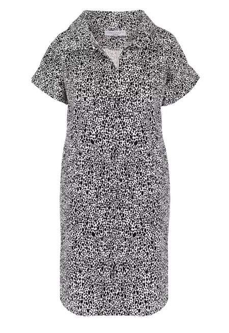 Десенирана рокля с памук - Сив