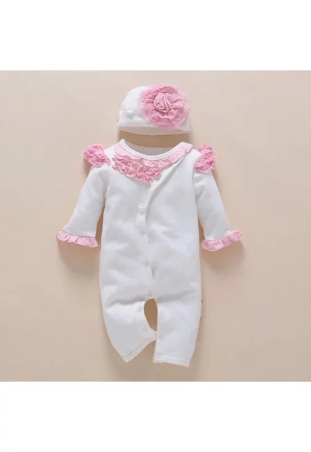 Детски гащеризон с бяла шапка Евелина - 6-9 месеца