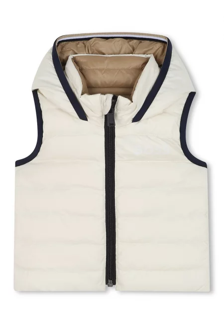 Двулицев елек с пухена вата - Бежов/Крем