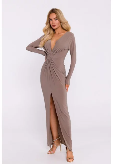 Еластична трикотажна рокля с плетка