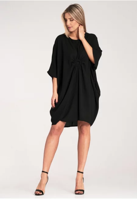 Елегантна рокля  черна - 100% полиестер - един размер