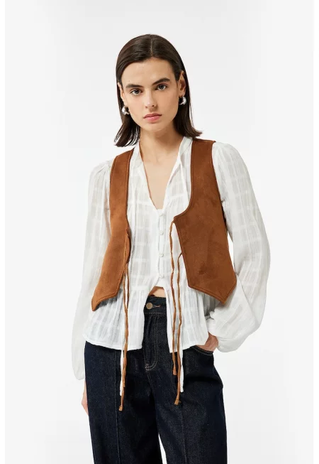 Елек от еко велур с връзки