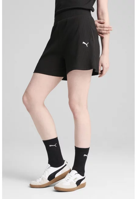 Къс рипсен панталон с лого