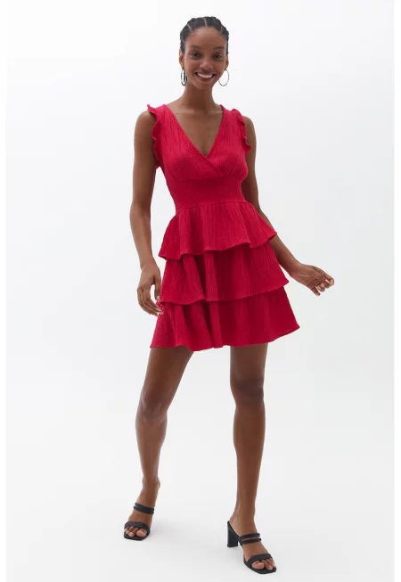 Къса разкроена рокля Vilkatmini - Червен
