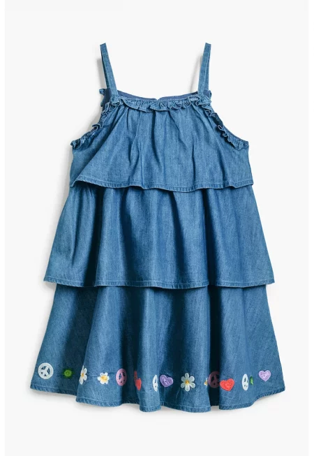 Къса рокля с графична шарка - Светлосин