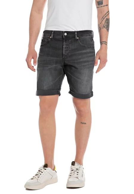 Къси дънки със средна талия - Tъмносив