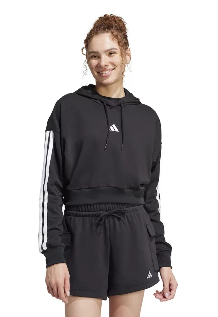 Късо худи с лого - Бял/Черен