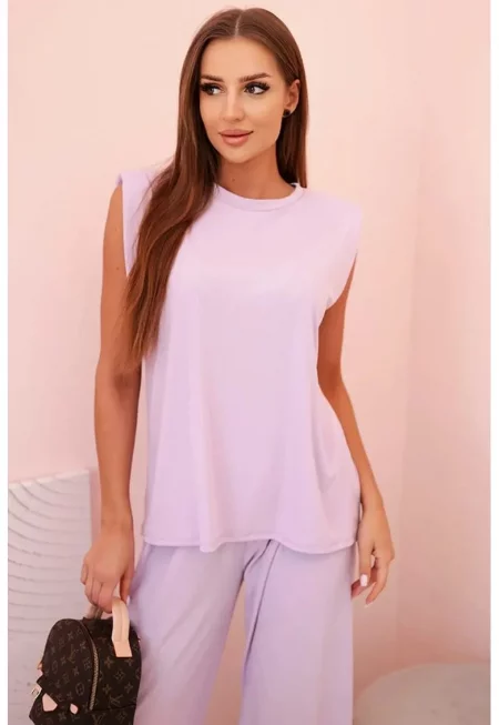 Комплект потник без ръкави и панталон с правa кройка - Един размер