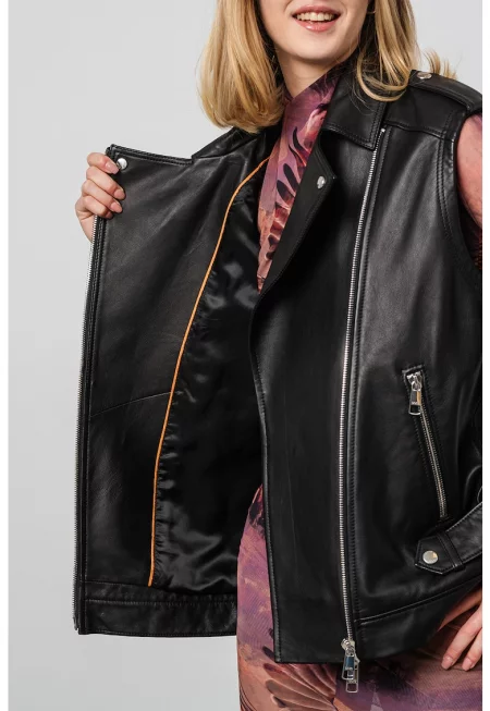 Кожен елек с цип