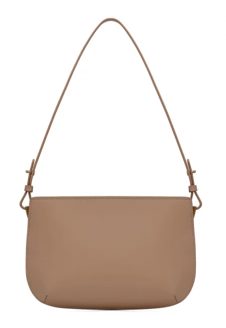 Кожена чанта през рамо - Бежов