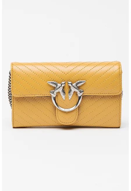 Кожена чанта през рамо Love One с презрамка тип верижка