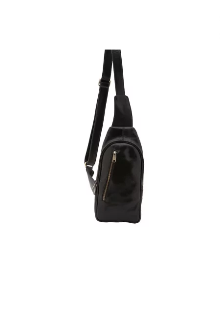 Кожена чанта с преден джоб с цип