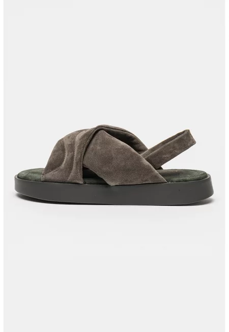 Кожени сандали - Въглен сиво