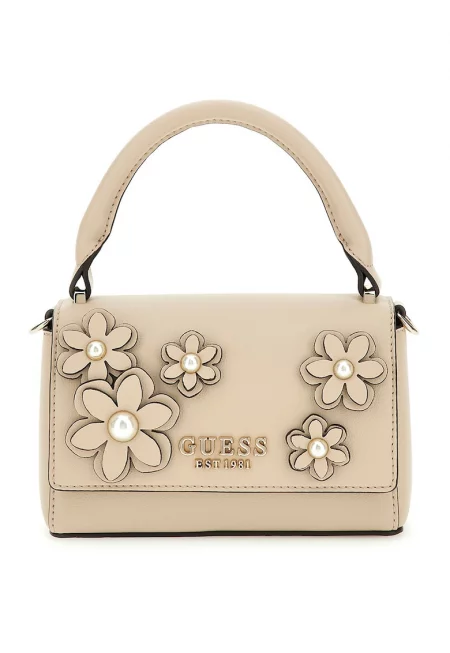 Малка чанта с флорални апликации - Бледожълт