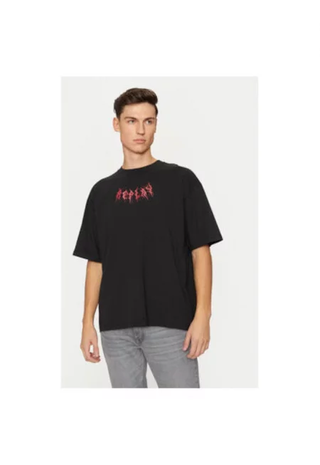 Мъжка тениска -  304397301 - Памук - Черен - Черен