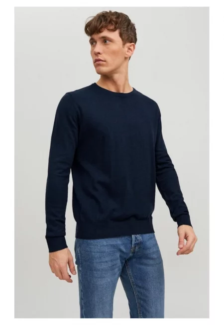 Мъжки пуловер -  32825 - памук - тъмносин
