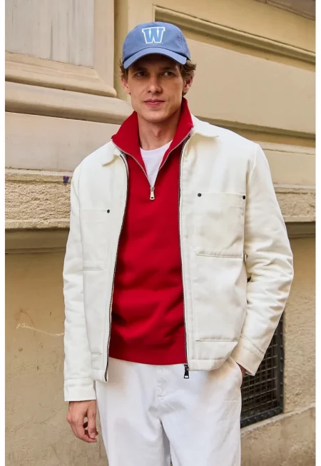 Мъжко яке  бяло памук regular fit