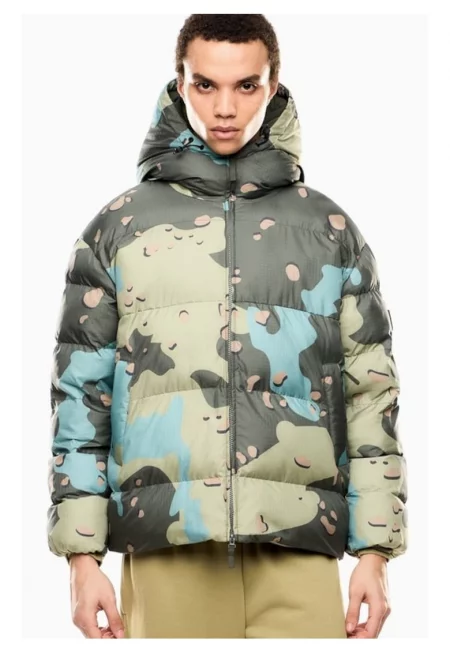 Мъжко яке  MOUNTAIN M ECO DOWN HOODED JACKET GRAPHIC - полиамид - зелено - Зелен