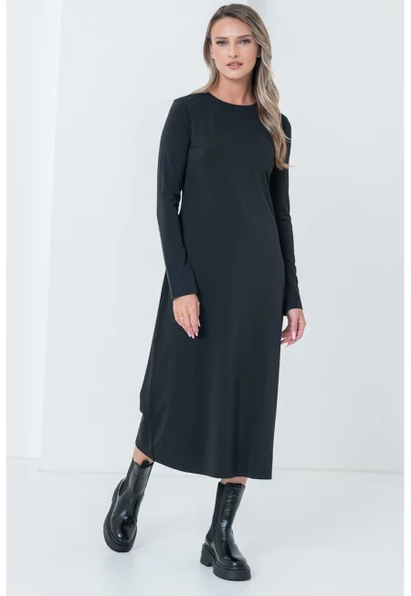 Миди оркля с отвор на гърба - Черен