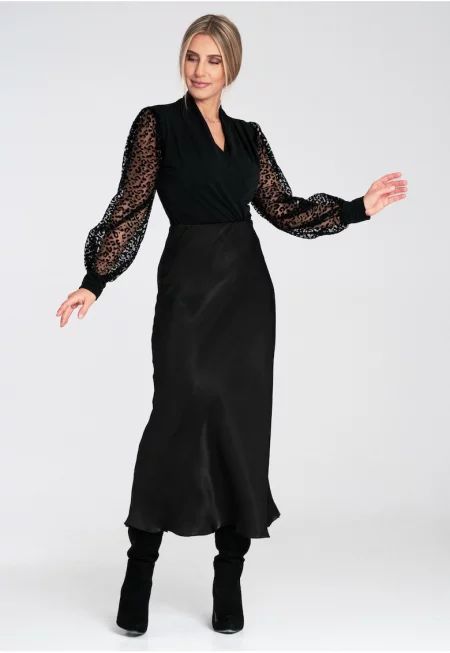 Миди пола  черна - вискоза - SM