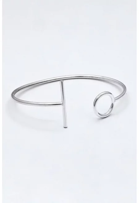 Отворена гривна от стерлингово сребро - Сребрист