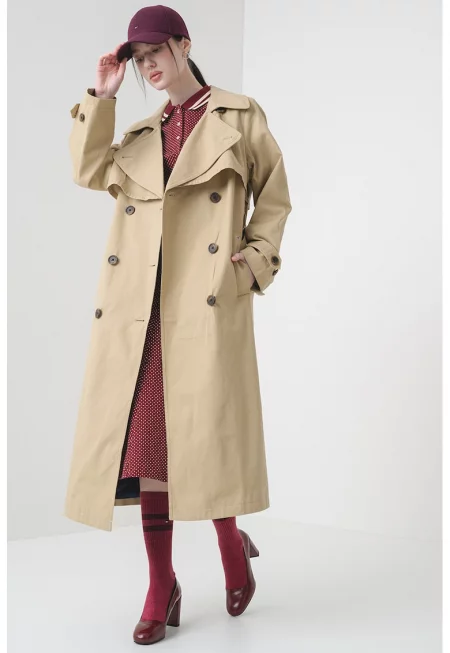 Памучен тренч с двуредно закопчаване