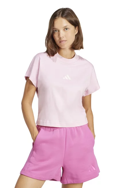 Памучна тениска ALL SZN с лого - Бледо розово