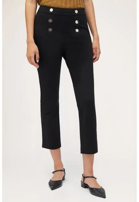 Панталон Capris с декоративни копчета - Черен