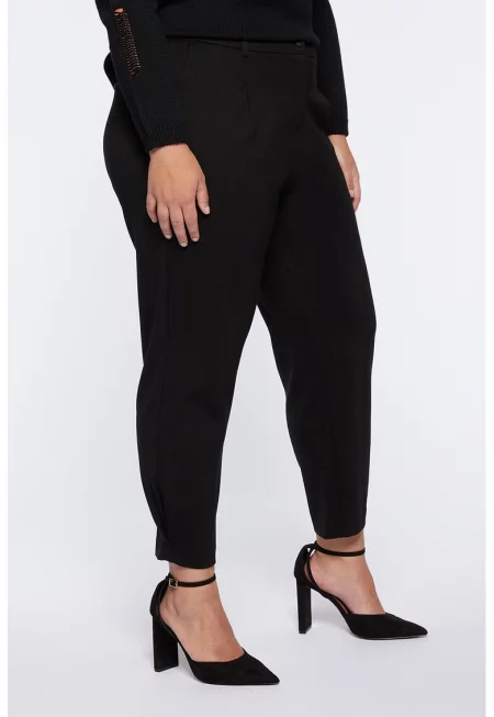 Панталон с фронтални басти - Черен