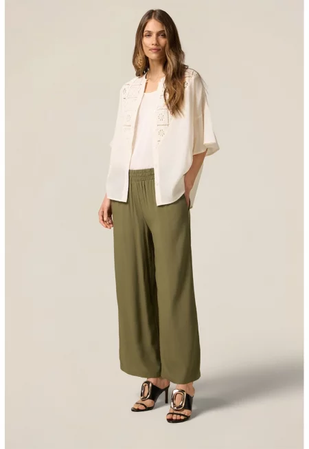 Панталон с широк крачол - Зелени аспержи