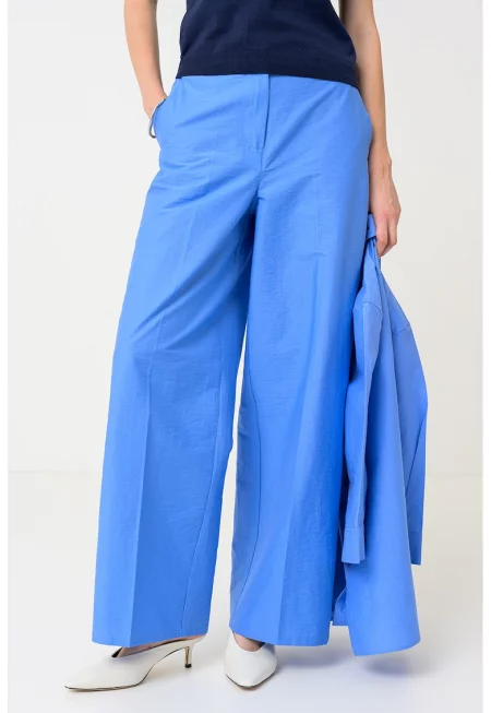 Панталон с висока талия - Светлосин