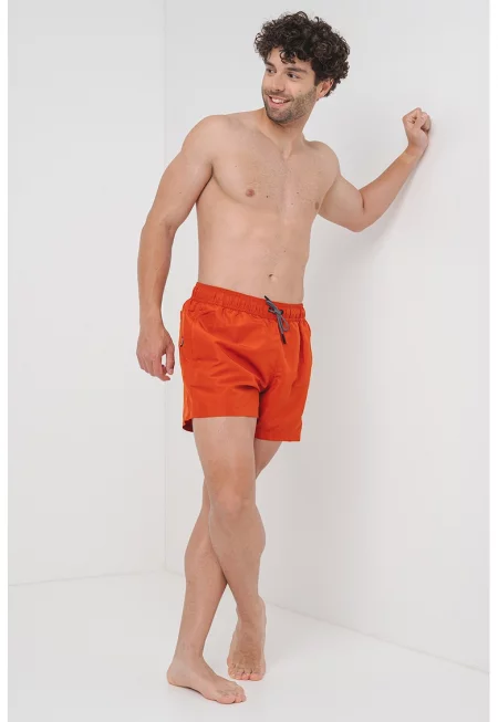 Плувни шорти с лого - Керемидено червено