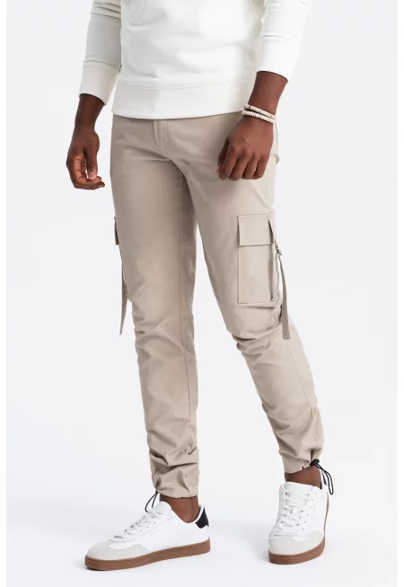 Прав панталон карго с регулируеми маншети - Бежов