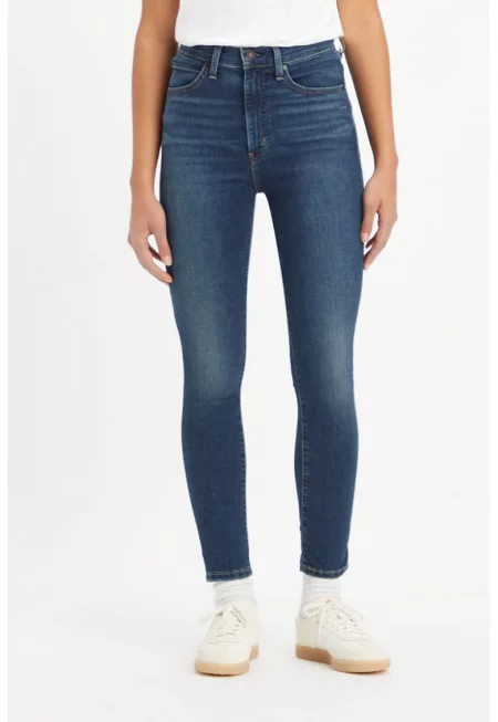 Прилепнали дънки Retro с висока талия - Син