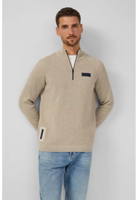 Пуловер с контрастен цип