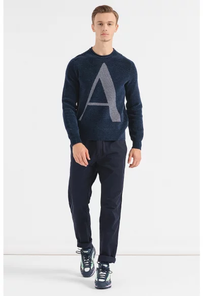 Пуловер с памук с овално деколте