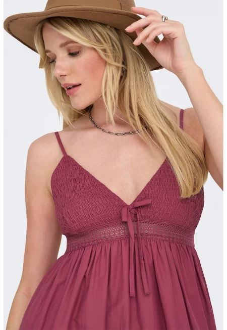 Разкроена дълга рокля - Бордо