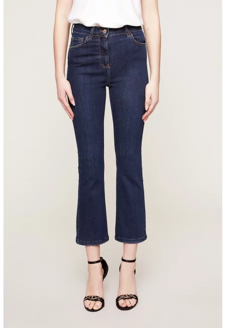 Разкроени дънки Lily с висока талия - Тъмносин