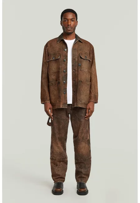 Разкроени дънки със захабен ефект - Тъмнокафяв