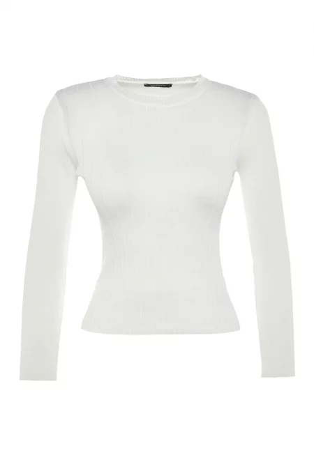 Рипсен пуловер с овално деколте