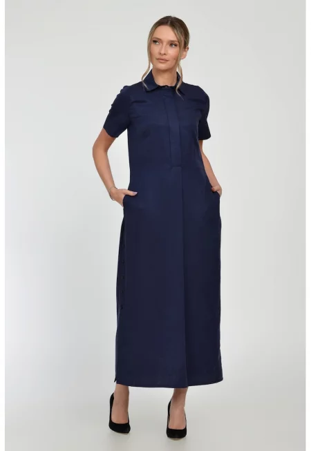 Рокля Charlise с цепка встрани - Тъмносин